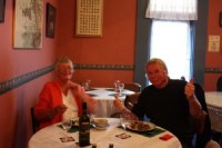 Enjoying our meal at Owen River Tavern